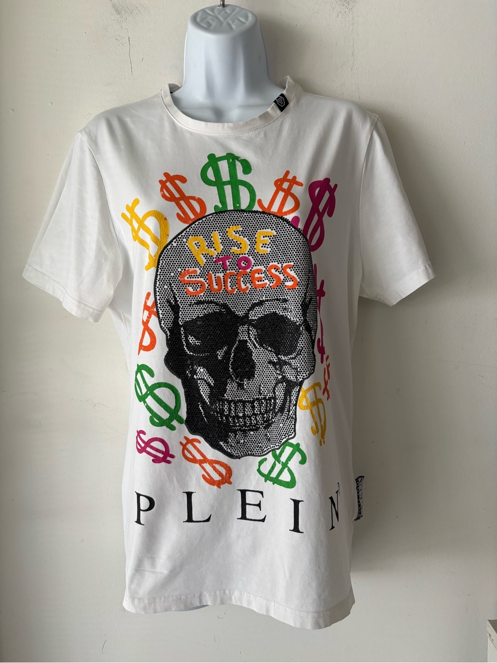 Philipp Plein 'Rise to Success' Skull Graphic Crystal Embellished Tee Size XXL